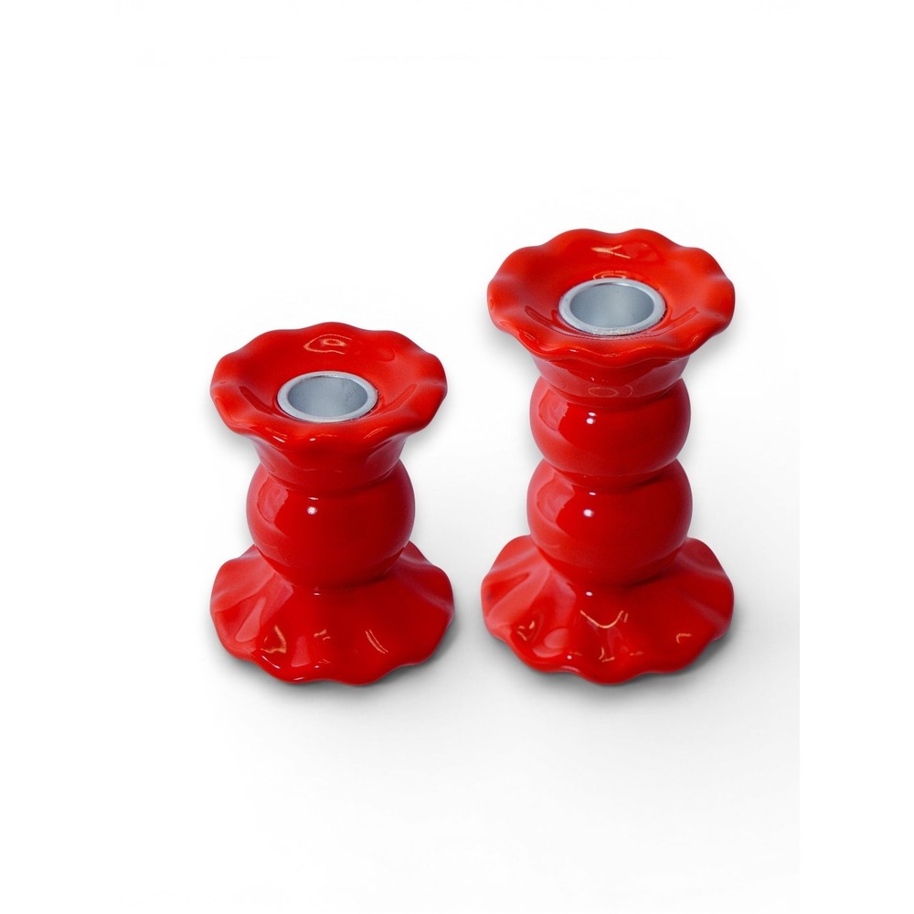 My Texas House Red Taper Candle Holder Set of 2